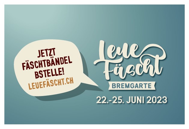 Leuefäscht Logo mit Hinweis auf Fäschtbändel